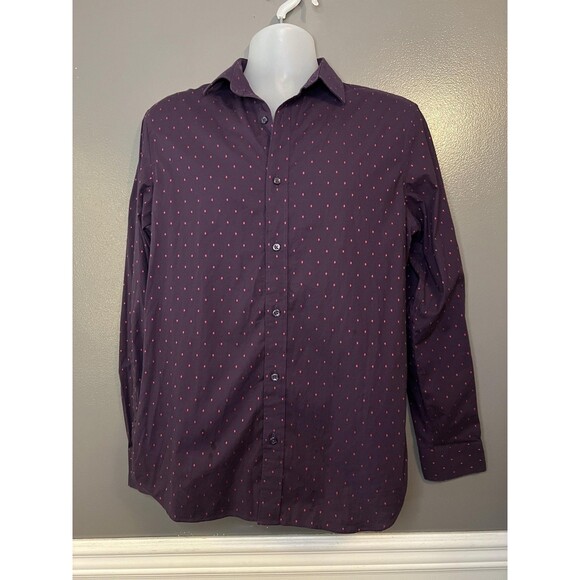 Old Navy Shirt Mens Medium Purple Red Slim Fit The Signature Button Down Stretch - Picture 1 of 6